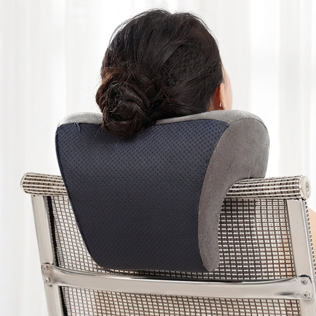 ErgoComfort Memory Foam Neck Support Pillow with Antibacterial Cover