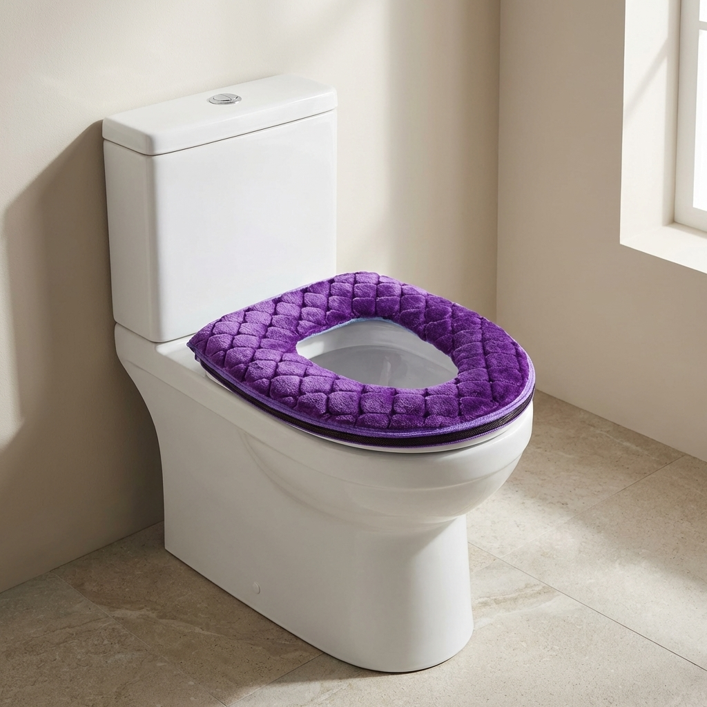Luxurious Plush Toilet Seat Cover - Washable & Universal Fit
