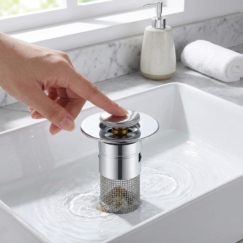 Universal Sink Stopper with Mesh Filter and Silicone Seal
