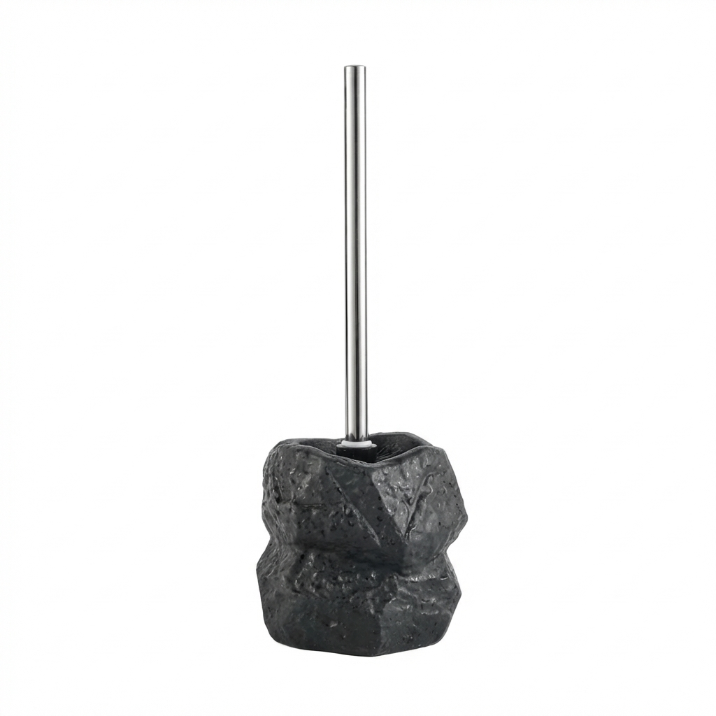 Elegant Toilet Cleaning Set with Ceramic Stand and Removable Brush