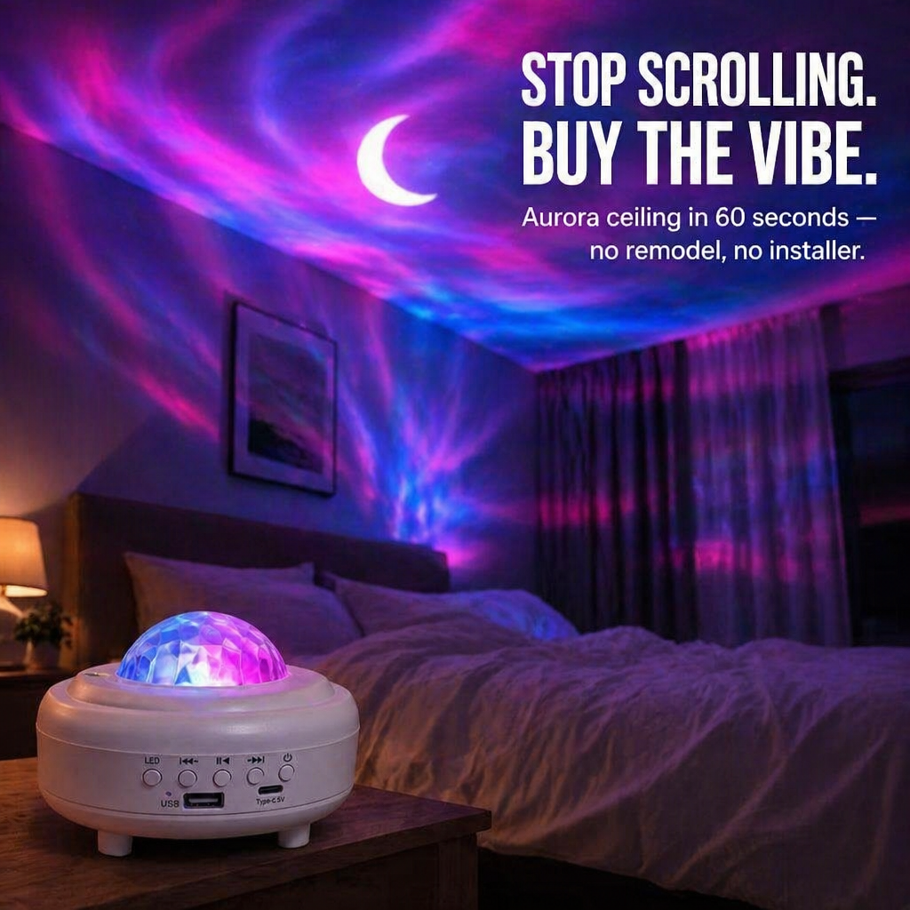 CelestiBeam™ — Float Away Beneath Aurora Ripples Without Leaving Your Bed