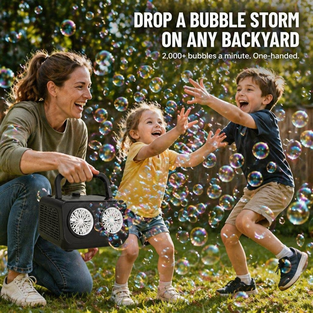 BubblyRush™ — Drench Every Backyard Bash With a Twin-Disc Bubble Storm