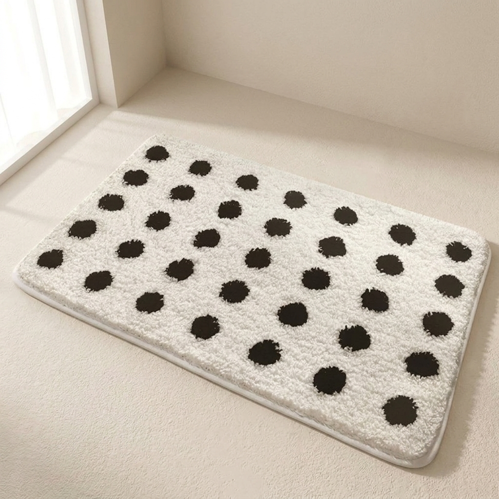 Ultra-Soft Non-Slip Bath Mat with Fun Polka Dots
