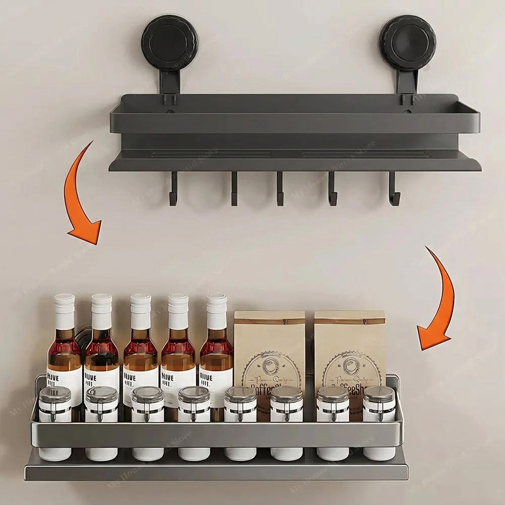 Wall-Mounted Spice Storage Solution with Suction Cups