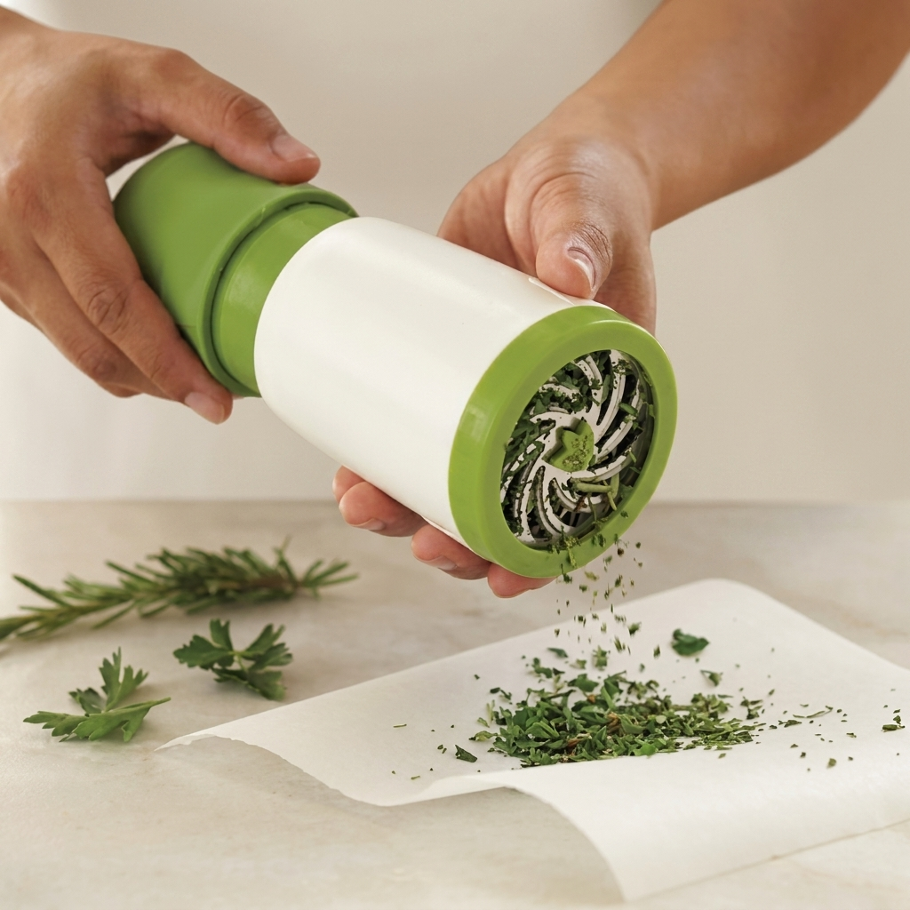 Compact Manual Herb Cutter with Durable Steel Blades