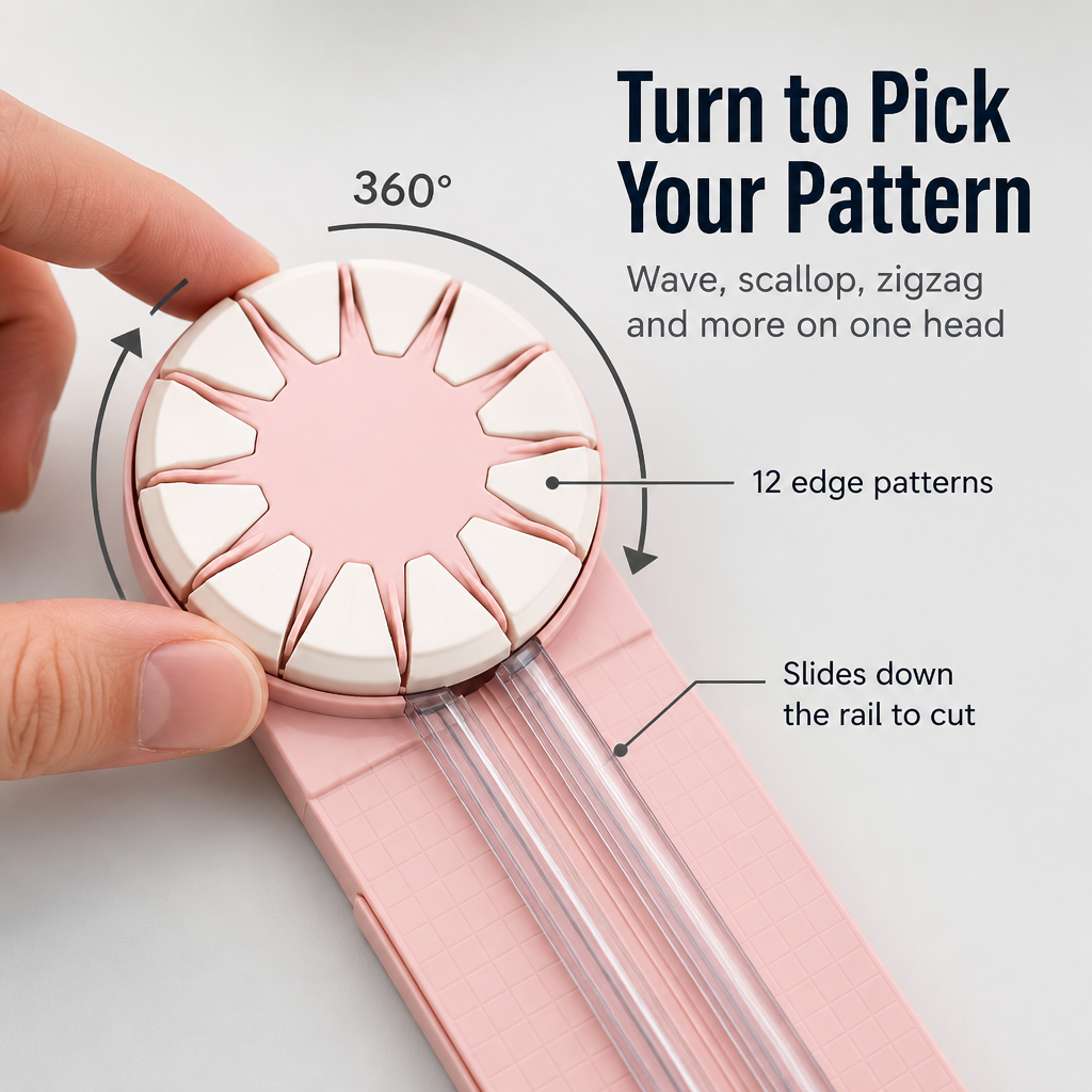 SliceMaster™ — Turn One Wheel, Cut 12 Decorative Edges Clean Every Time