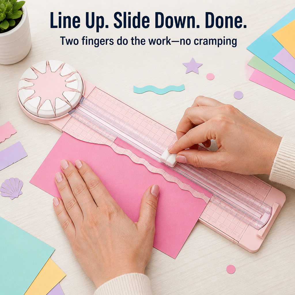 SliceMaster™ — Turn One Wheel, Cut 12 Decorative Edges Clean Every Time