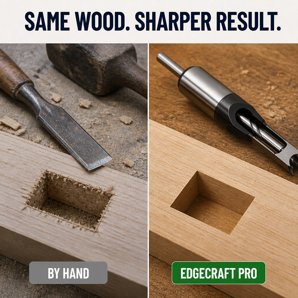 EdgeCraft Pro™ — Drill Dead-Square Mortise Holes That Snap Together Tight