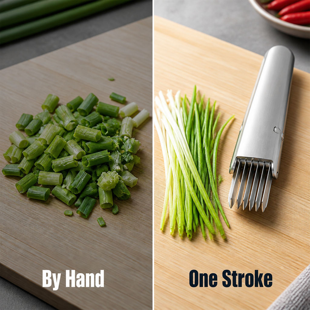 QuickSlicePro™ — Shred Scallions Paper-Thin in One Clean Stroke | 304 Steel