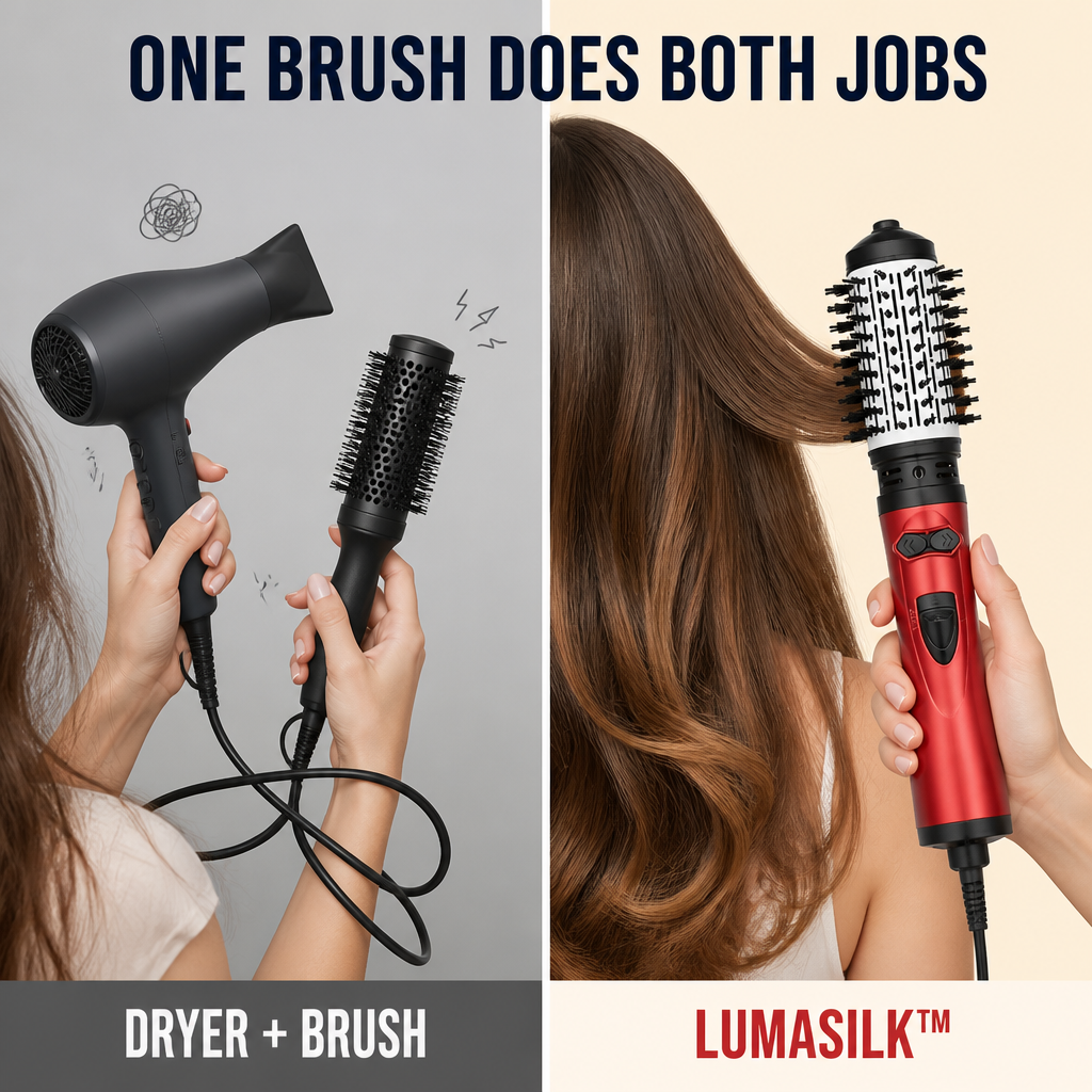 LumaSilk™ — Dry, Volumize & Curl Hands-Free While the Brush Spins For You
