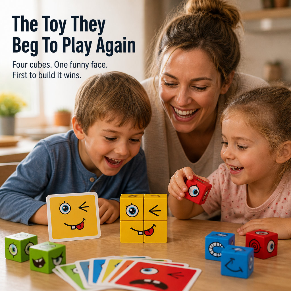 MindRise™ — Race To Build The Funny Face From 4 Cubes Before Your Kid Does