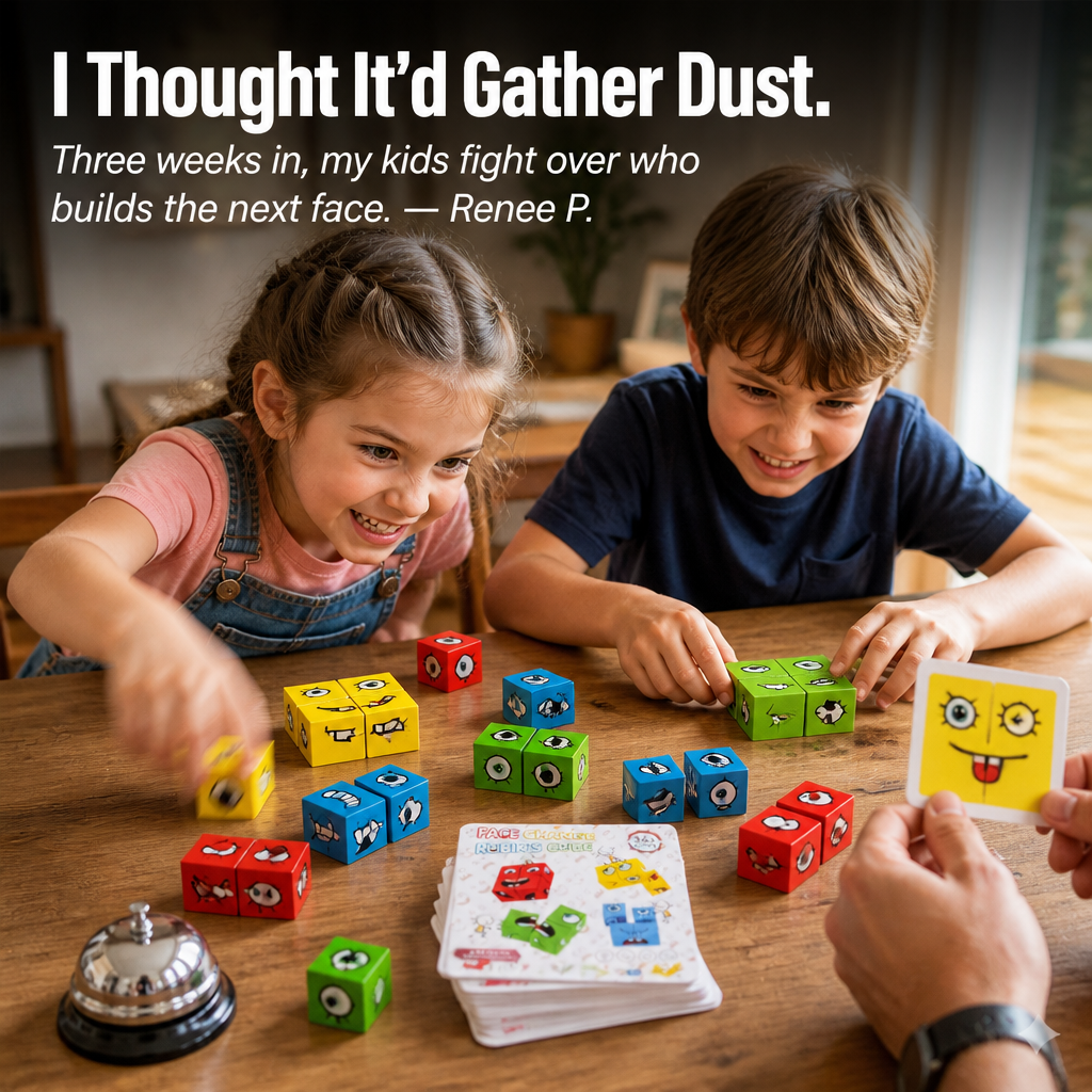 MindRise™ — Race To Build The Funny Face From 4 Cubes Before Your Kid Does