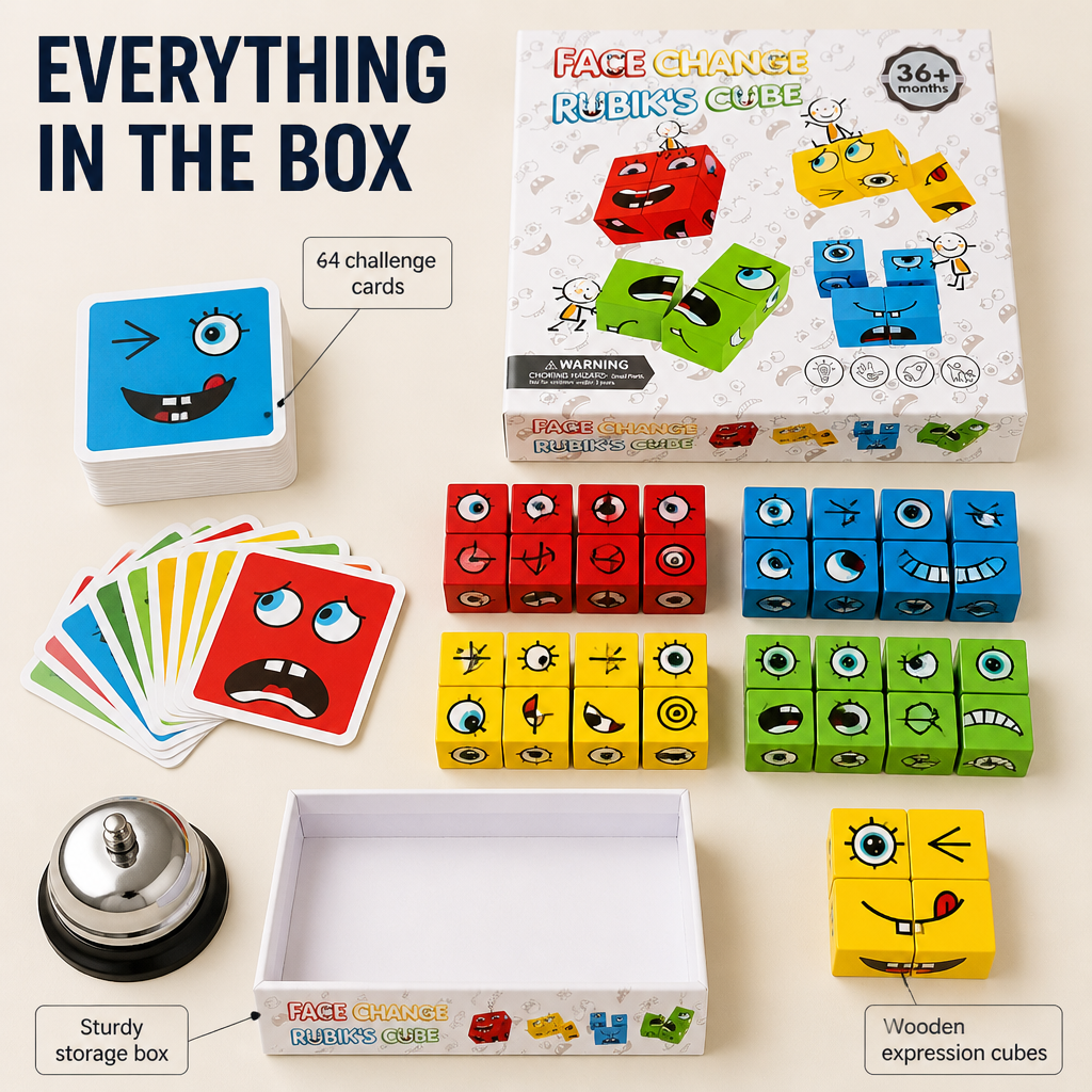 MindRise™ — Race To Build The Funny Face From 4 Cubes Before Your Kid Does