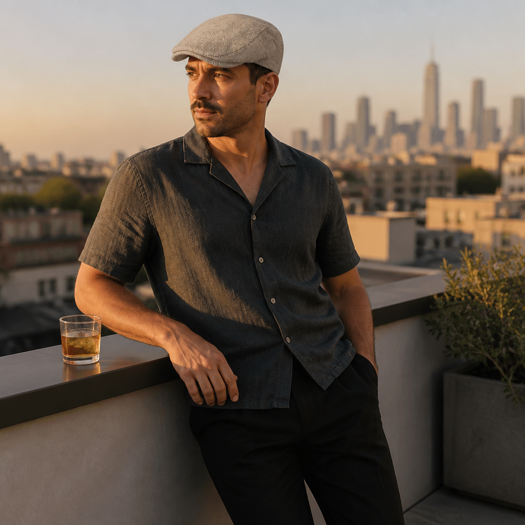 RoveLux™ – Breathable Summer Linen Flat Cap with Adjustable Fit