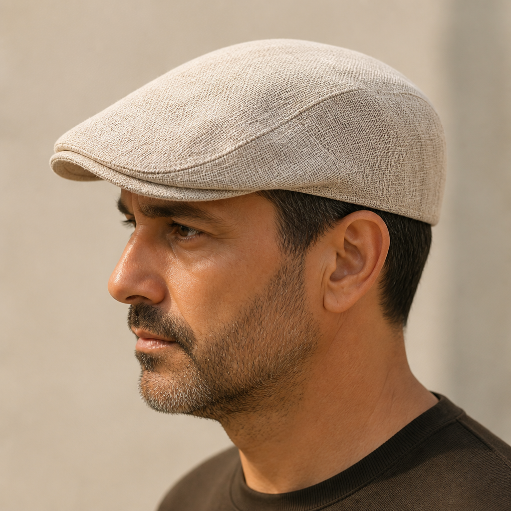 RoveLux™ – Breathable Summer Linen Flat Cap with Adjustable Fit