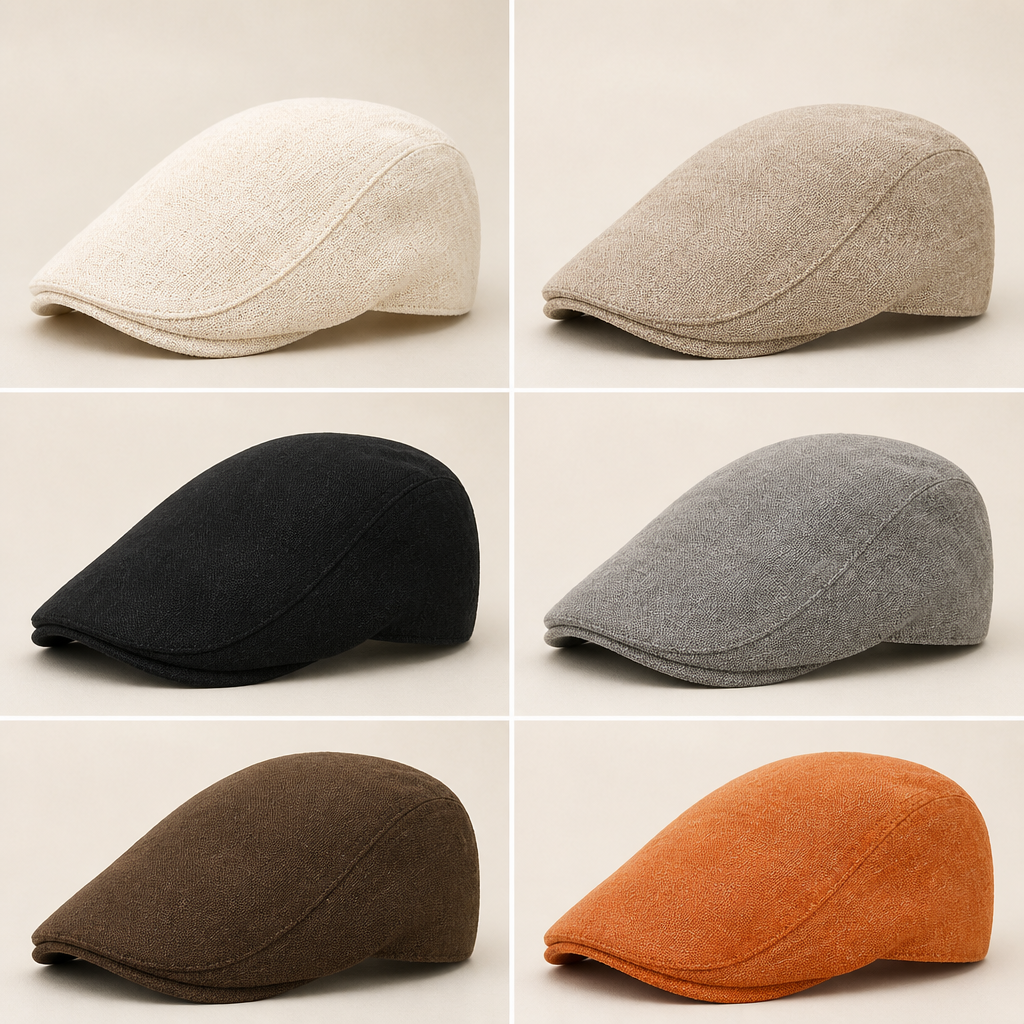 RoveLux™ – Breathable Summer Linen Flat Cap with Adjustable Fit