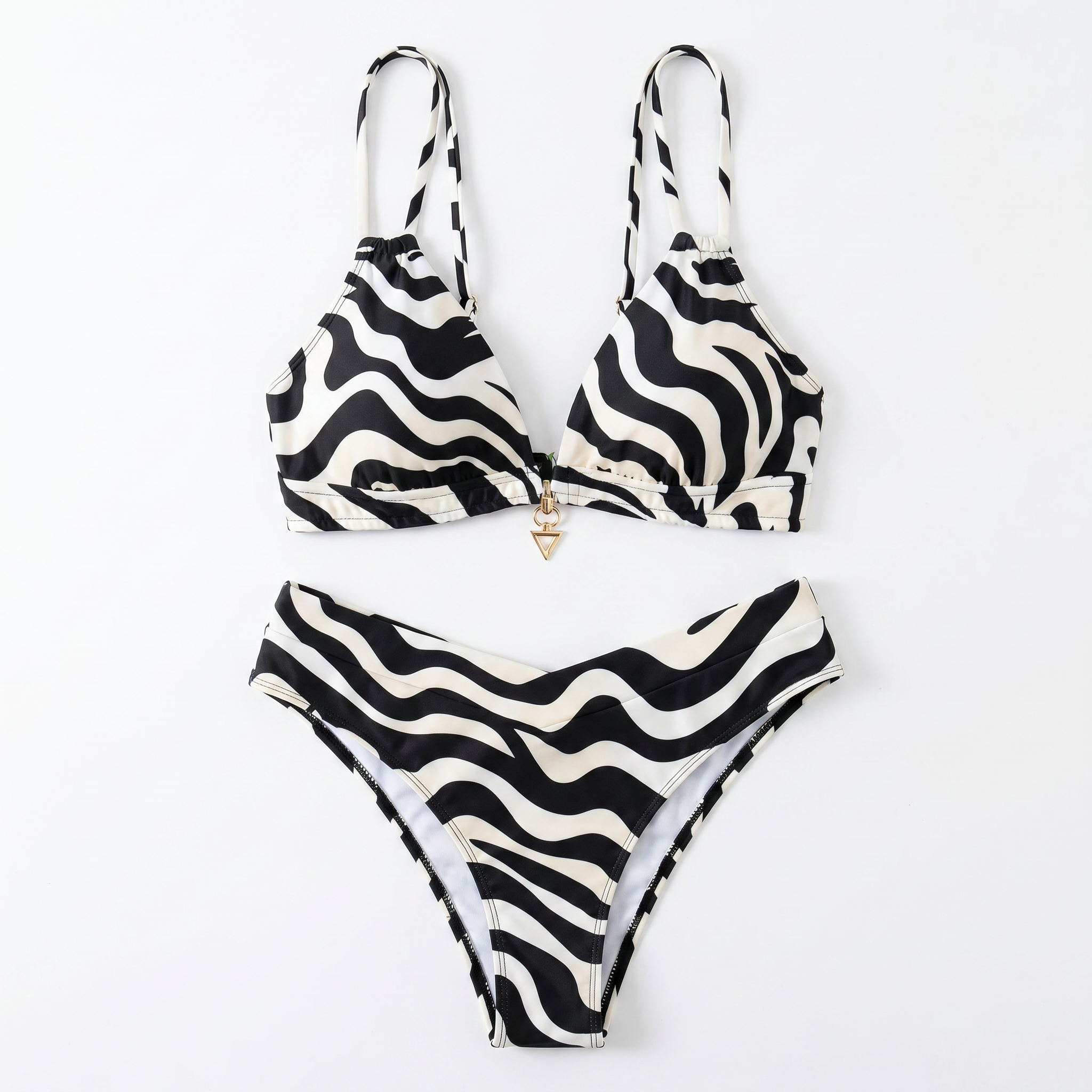 LumeaShape™ – Wireless Halter Bikini Set with Bold Wavy Print
