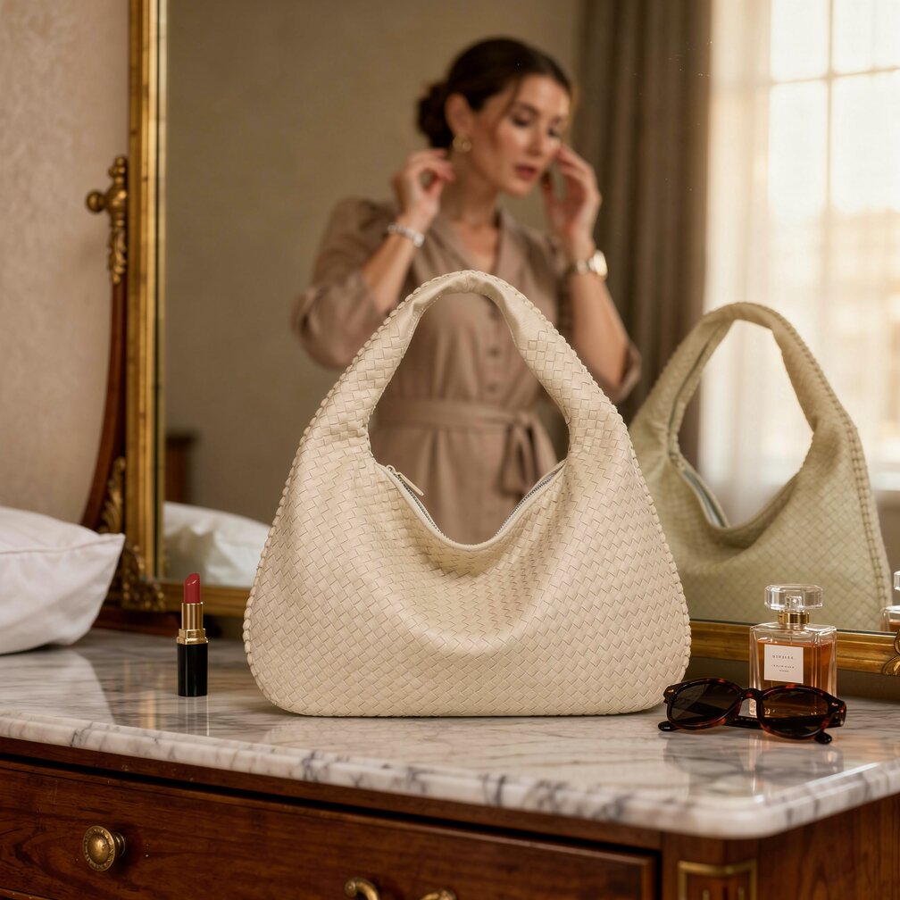Braided Leather Hobo Bag with Zip Closure | Stylish Shoulder Bag