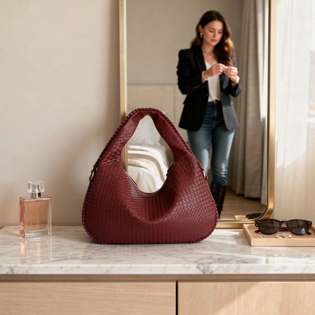Braided Leather Hobo Bag with Zip Closure | Stylish Shoulder Bag