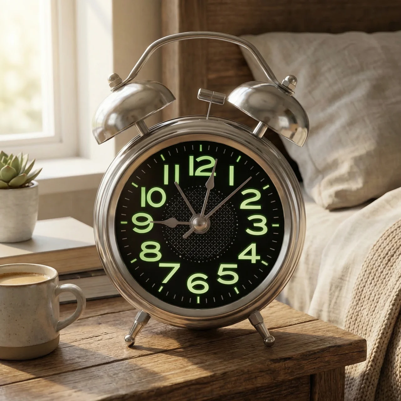 Loud Classic Twin Bell Alarm Clock for Deep Sleepers with Nightlight
