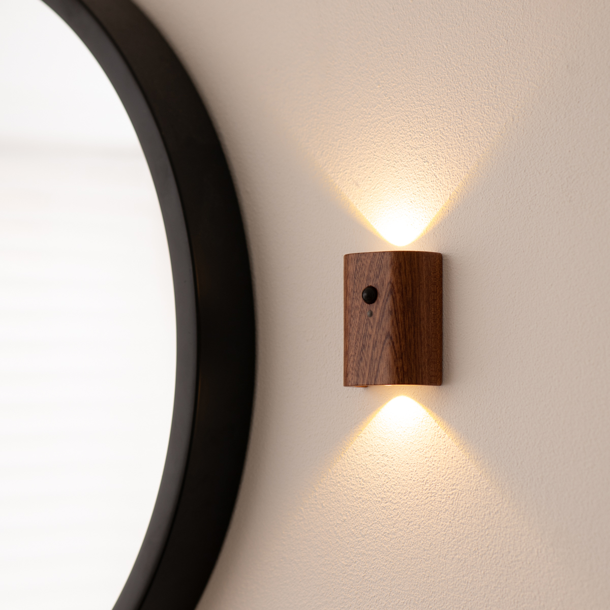 Smart Motion-Activated Wall Light with Wooden Finish