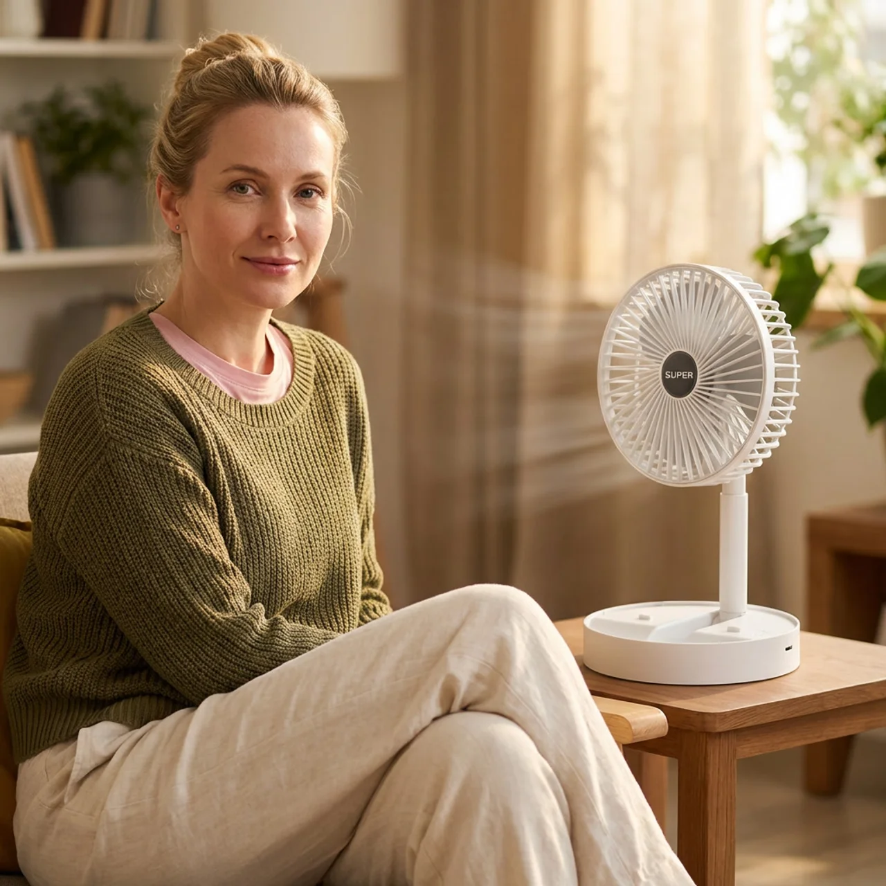 Compact Rechargeable Fan with Adjustable Speed and Rotation
