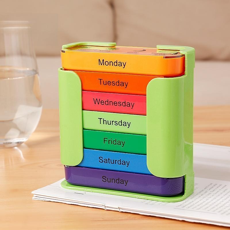 Weekly Pill Dispenser with Labels for Each Day