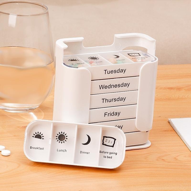 Weekly Pill Dispenser with Labels for Each Day