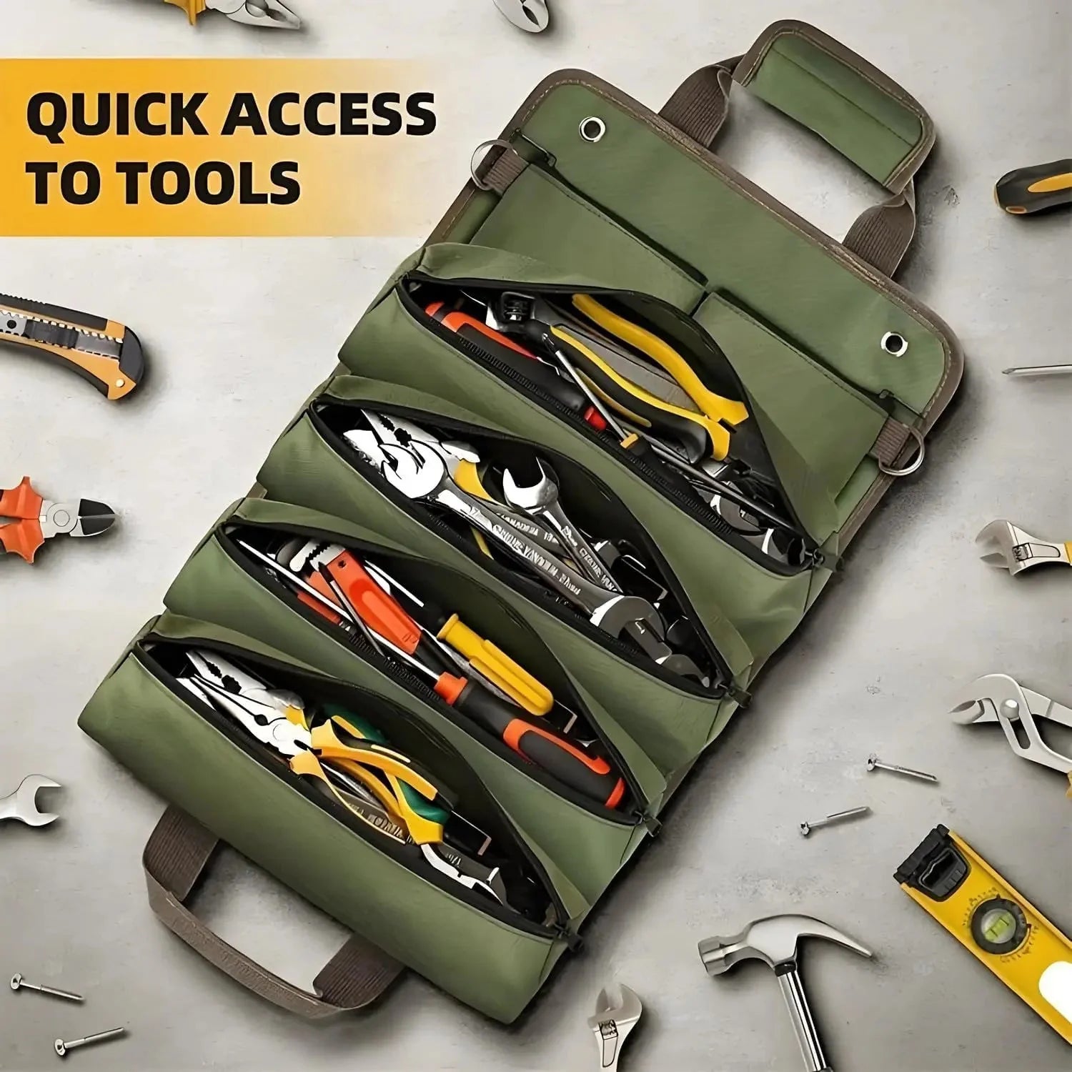Tool Bag with Removable Sections – Roll-up Design