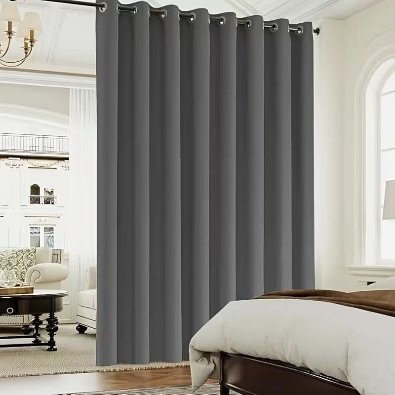 Blackout Thermal Insulated Curtain for Sliding Doors in Black