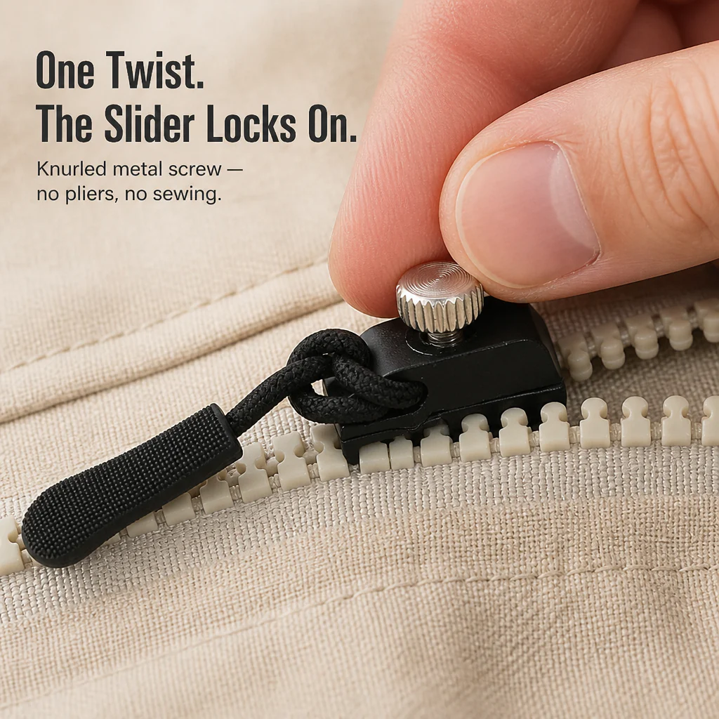 ZipSwiftFix™ — Replace Any Broken Zipper Pull in 30 Seconds Flat