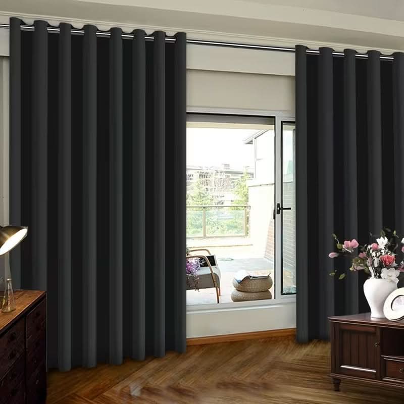 Blackout Thermal Insulated Curtain for Sliding Doors in Black