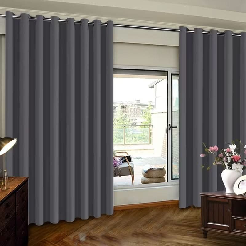 Blackout Thermal Insulated Curtain for Sliding Doors in Black