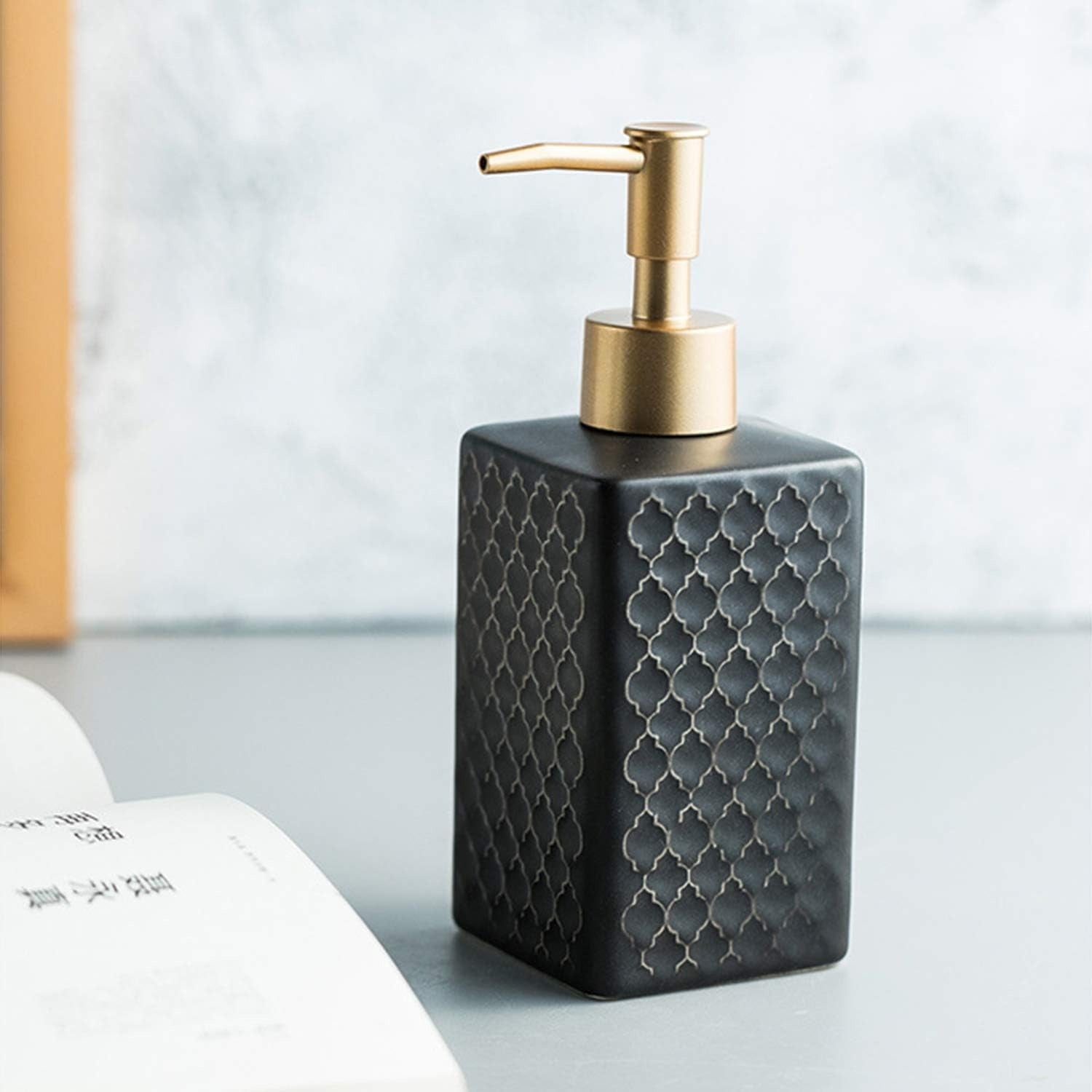 Elegant Ceramic Soap Dispenser with Gold Accent