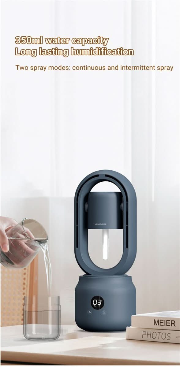 Compact Bladeless Fan with Humidifier & Gentle Night Light