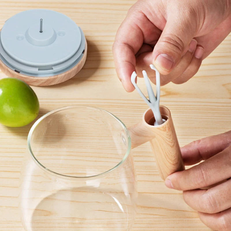 Self-Stirring Coffee and Tea Mug with Wooden Handle