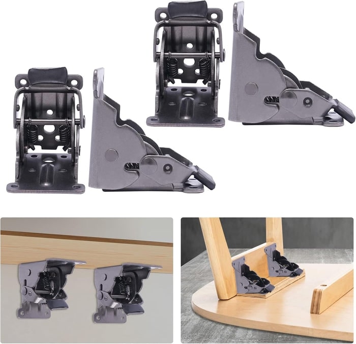 Space-Saving Steel Hinges | Foldable Bracket Set for Table & Cabinet (4 Pieces)