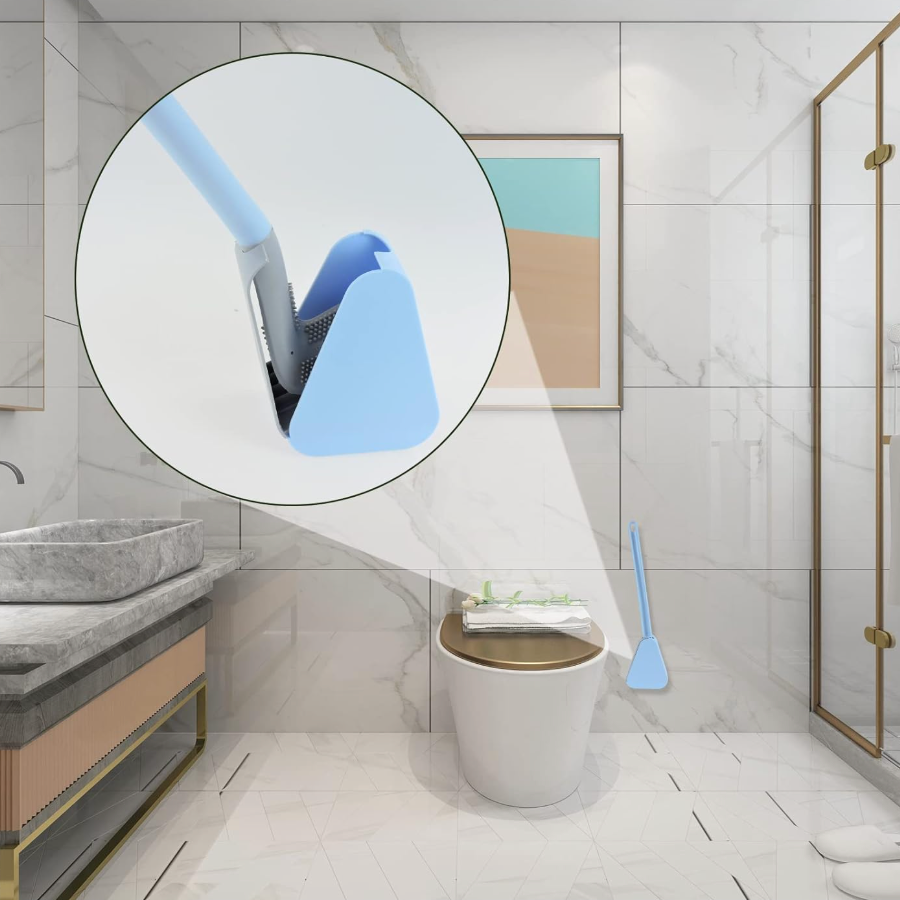 Sleek Silicone Toilet Brush with Space-Saving Holder