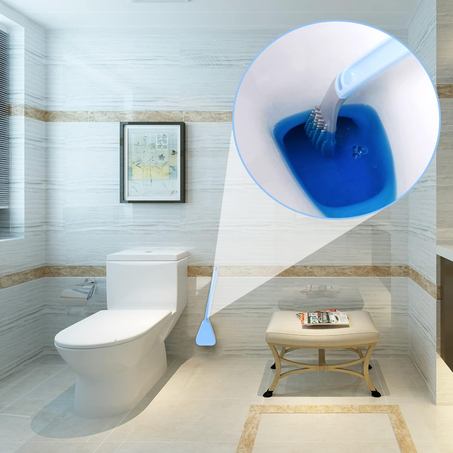 Sleek Silicone Toilet Brush with Space-Saving Holder