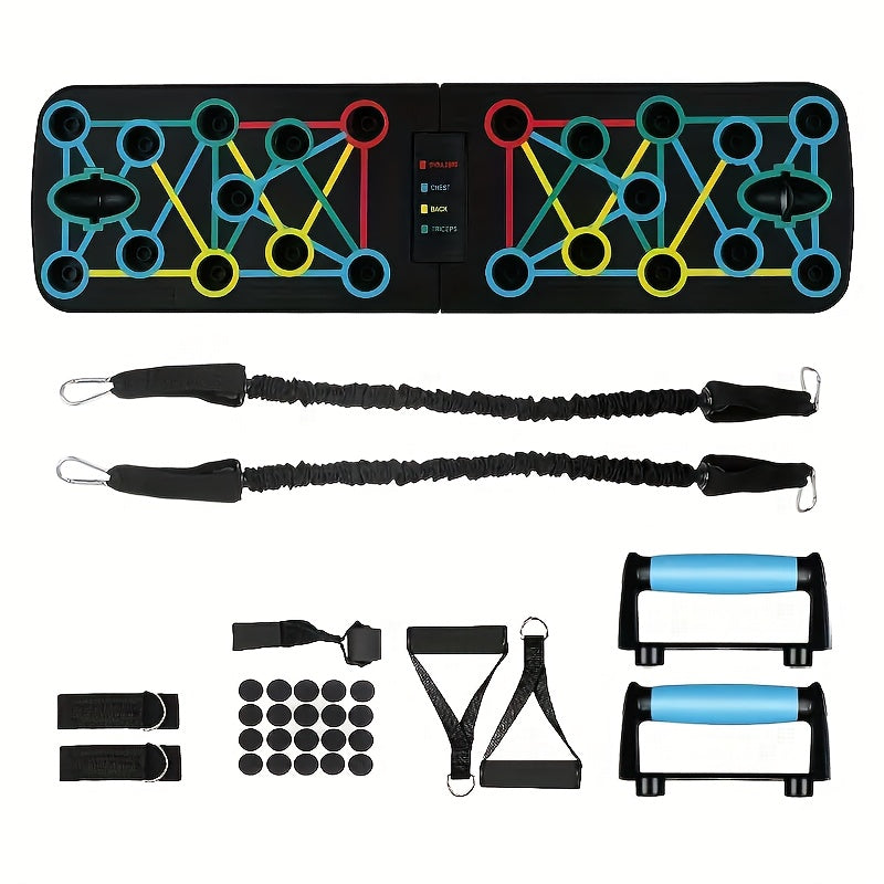 Home Strength Training Set with Push-Up Grips & Resistance Bands