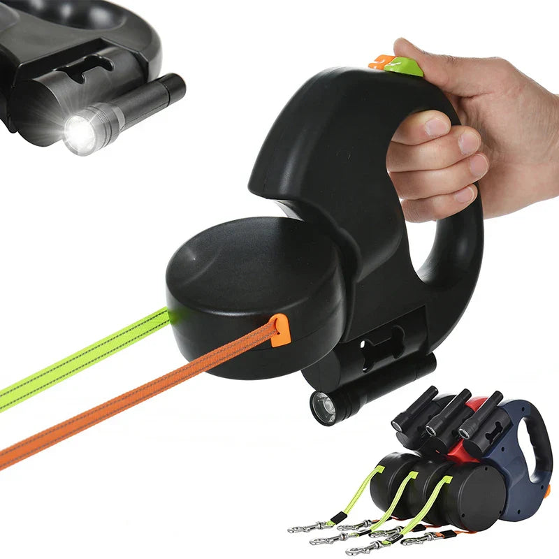 Dual Leash with Poop Bag Holder & LED Light | PetNavigator