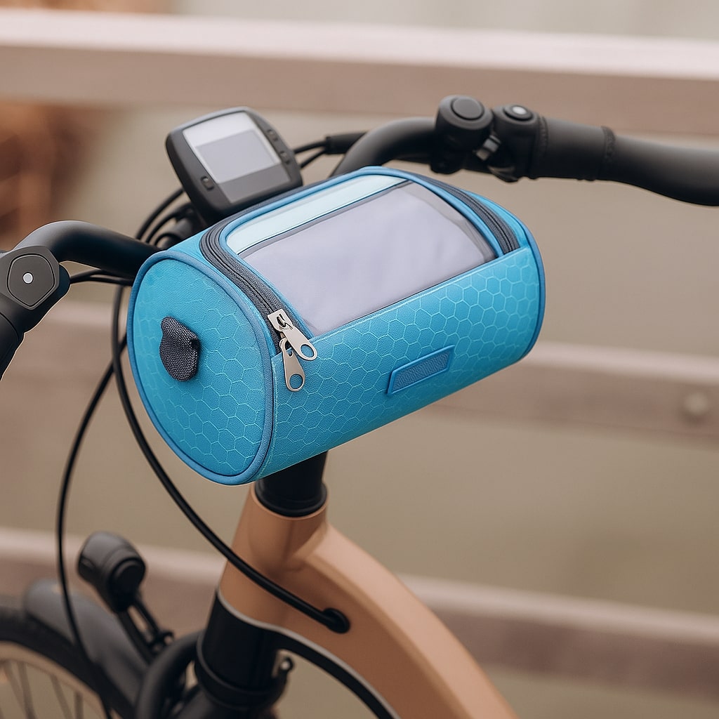 All-Weather Bicycle Handlebar Pouch with Touchscreen Access