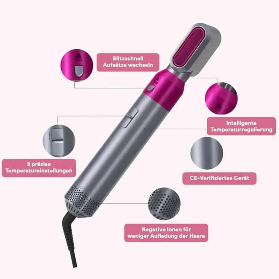 Ultimate 5-in-1 Hair Styling Tool | Curling, Straightening, and Blowing
