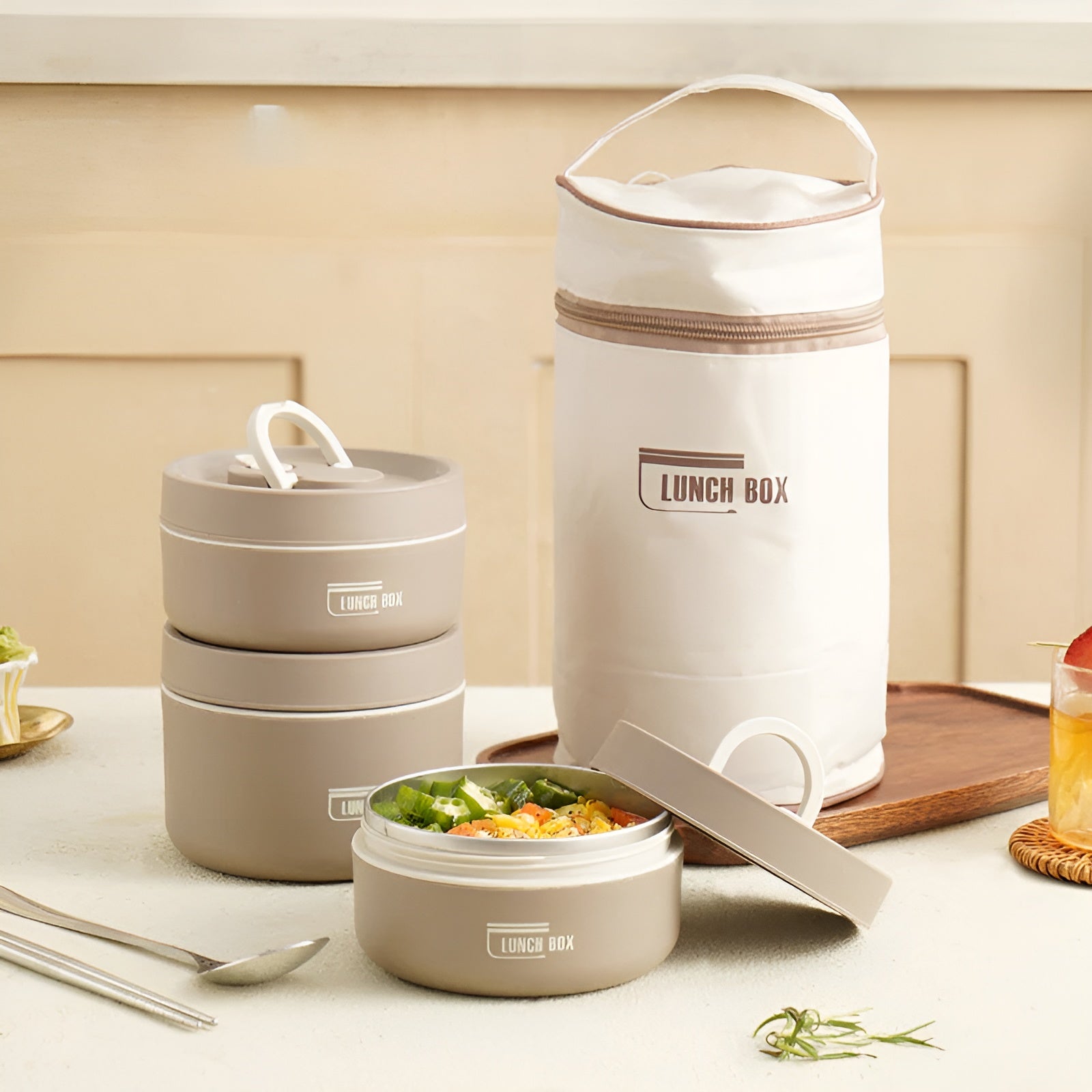 Smart Lunch Carrier with Layered Sections & Spill-Resistant Design | Comes with Stylish Tote