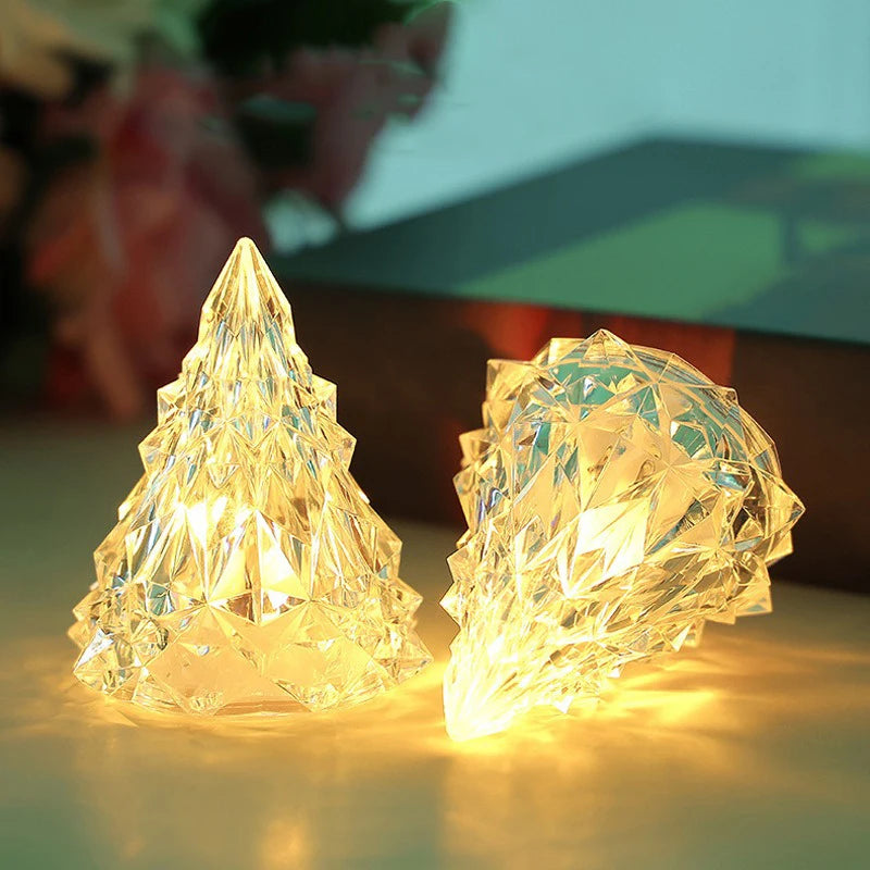 Illuminated Crystal Christmas Trees | Set of 5 Decorative Lights
