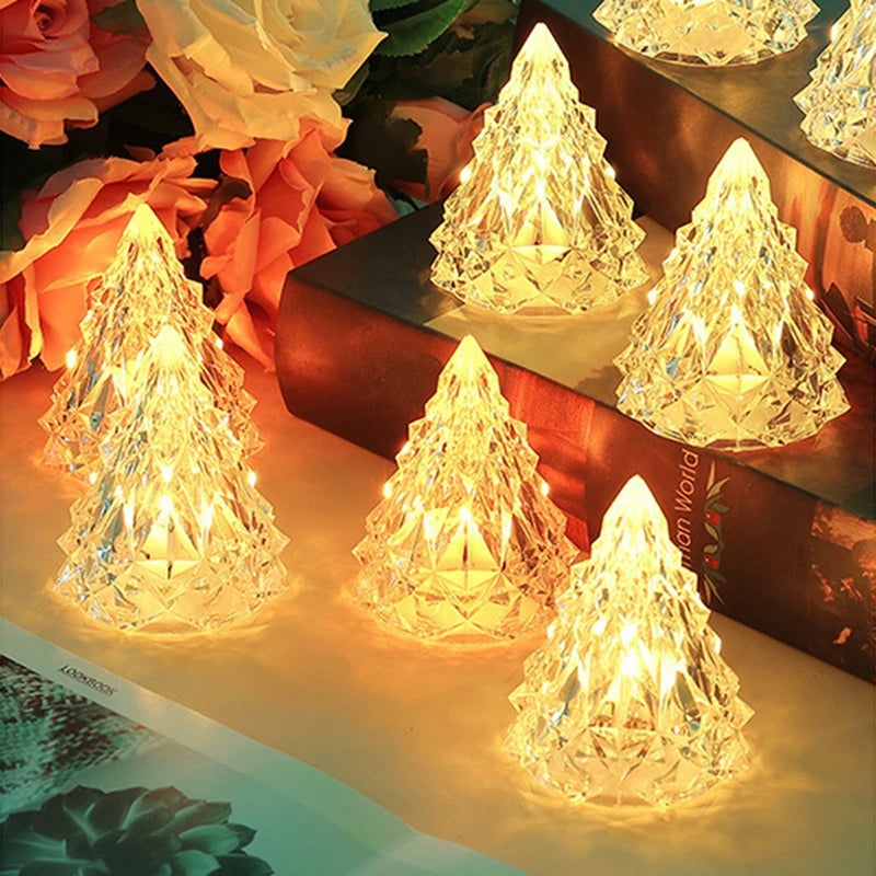 Illuminated Crystal Christmas Trees | Set of 5 Decorative Lights