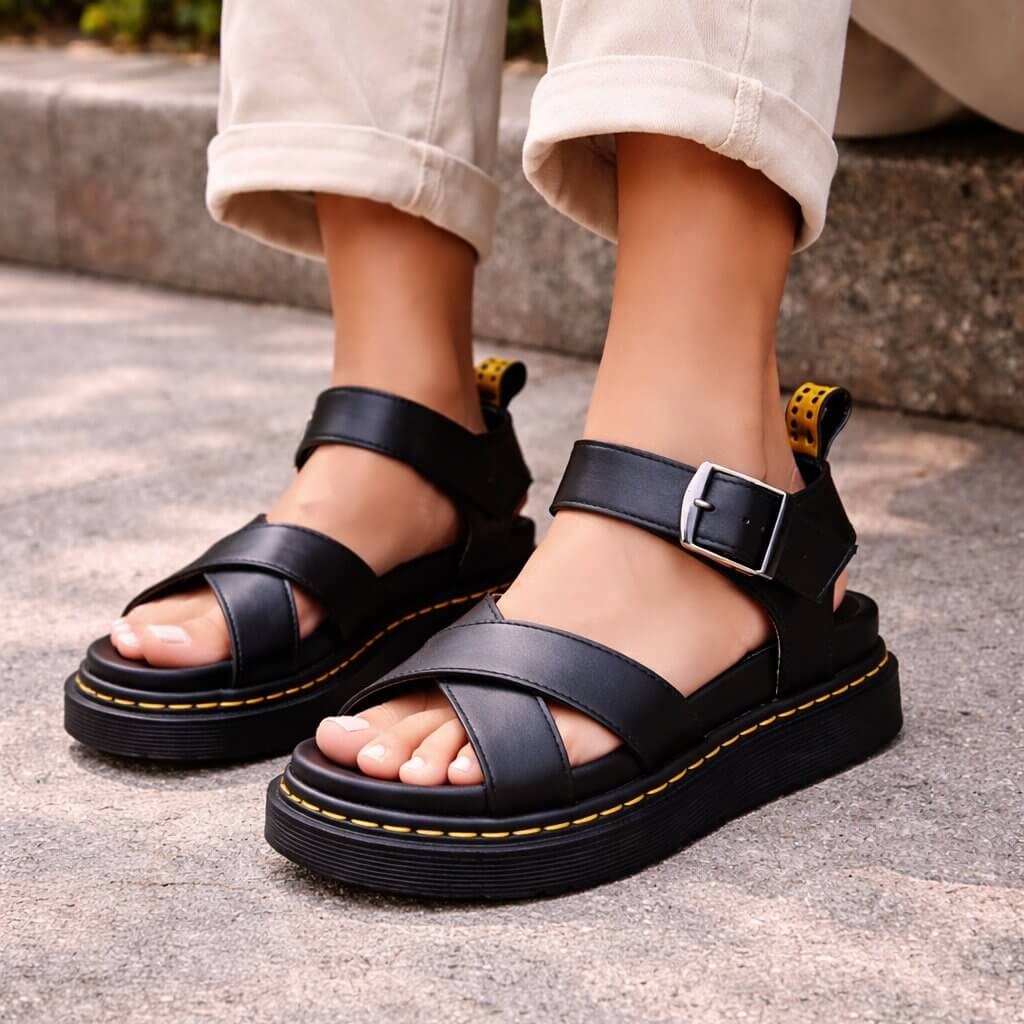Stylish and Comfortable Women's Leather Platform Sandals