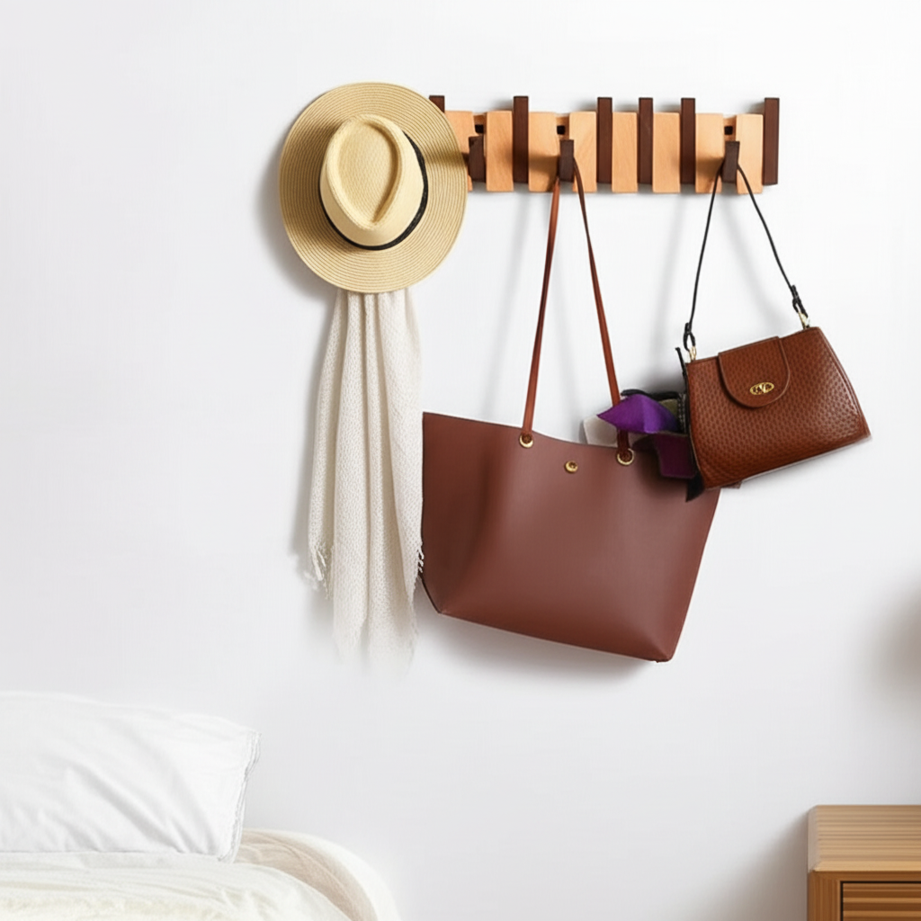 Elegant Wooden Coat Rack - Chic Entrance Organizer