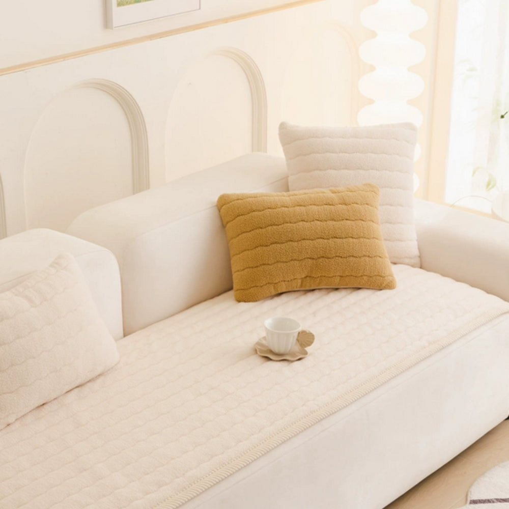 Luxurious Plush Sofa Cover | Cozy Protection for Your Furniture