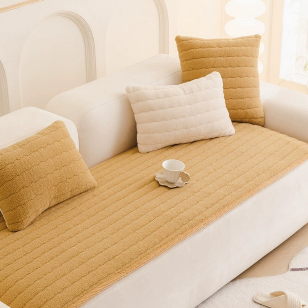 Luxurious Plush Sofa Cover | Cozy Protection for Your Furniture